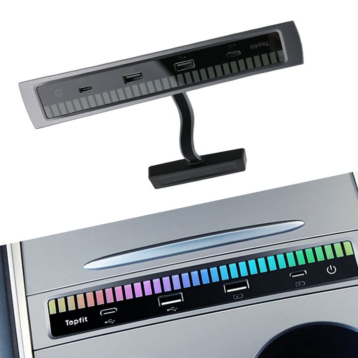 fit for Tesla Model 3 Y Ambient Light USB Hub Compatible Center Console Compatible Docking Station Smart Sensor for 2021 2022 2023 Tesla Model 3/Y Accessories(Pickup Lights USB Hub)