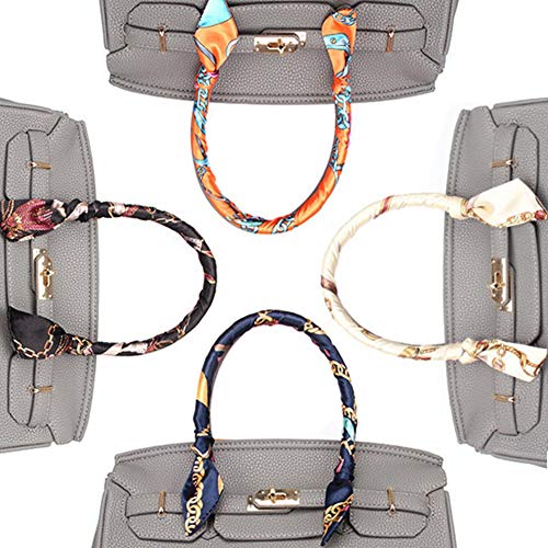Pibupibu 8 Packs Fashion Narrow Handbag Handle Wrap Ribbon Neckerchief Scarf for Women2