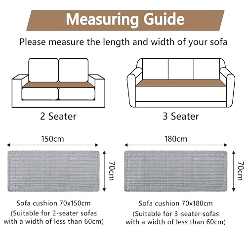 Capslpad Thick Sofa Covers, Non-Slip Universal Sofa Slipcovers 2 3 4 Seater, Soft Corduroy Couch Seat Cover Pet Bed Mat Chair Pads, Washable Cushion Furniture Protector for Living Room(Grey, 70x150cm) - Image 4