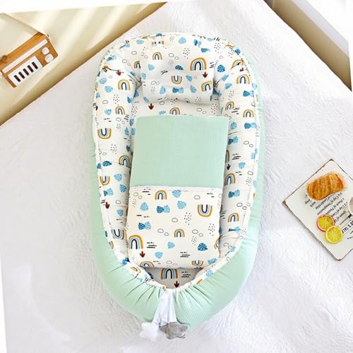 Bxzzuis ベビーベッド 携帯式添い寝ベッド ベビー枕付き 通気性に優れ 綿素材 0〜24ヶ月の赤ちゃんに最適 洗濯可能 快適な睡眠 新生児にも丈夫 出産祝いギフト対応 (スタイル6,50x85cm)