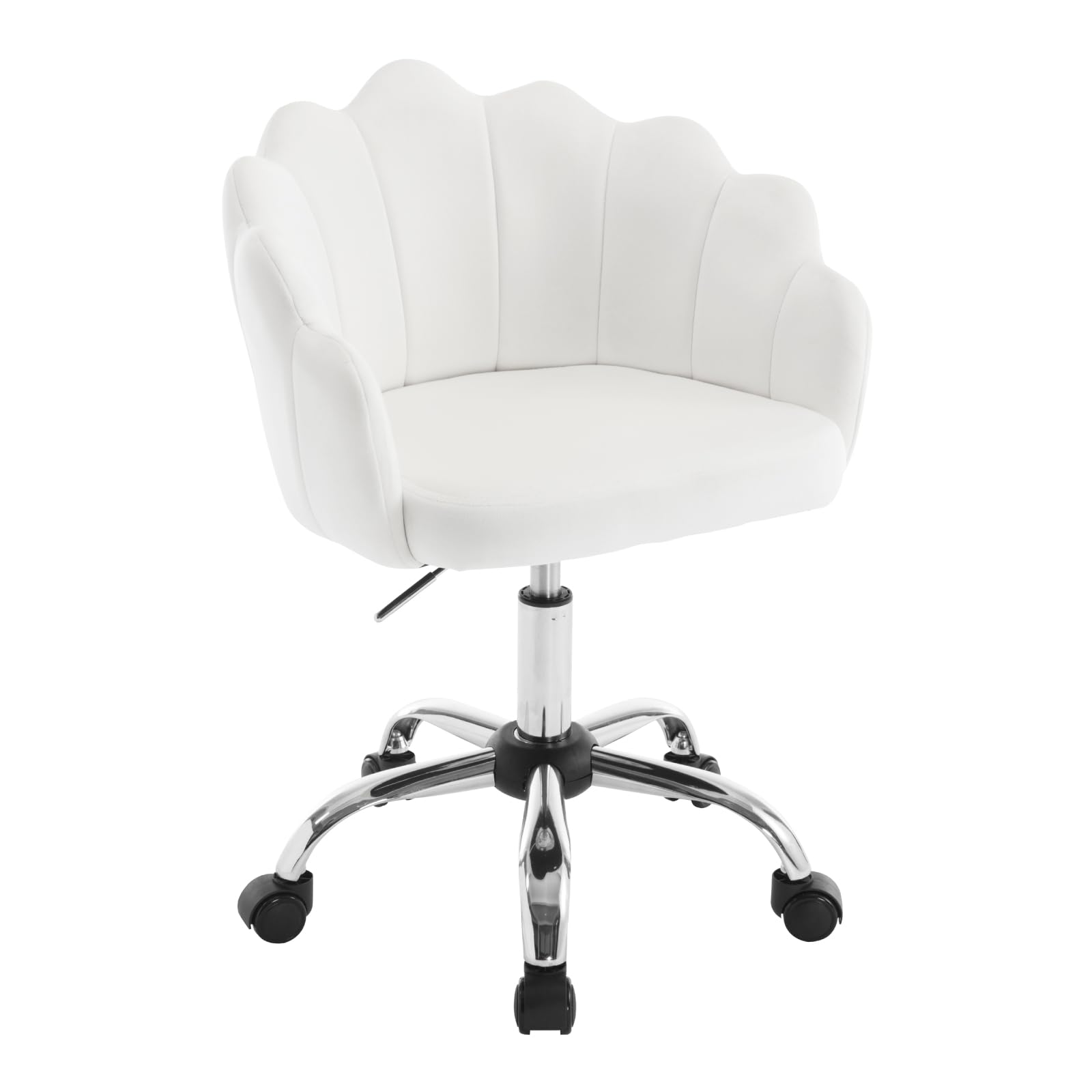 WOLTU Silla Escritorio, Silla Oficina Giratoria, Silla Escritorio con Ruedas, Silla Ergonómica de Terciopelo con Respaldo, Sillón Lounge de Tocador y Estudio, Patas de Metal, Crema, BS152cm