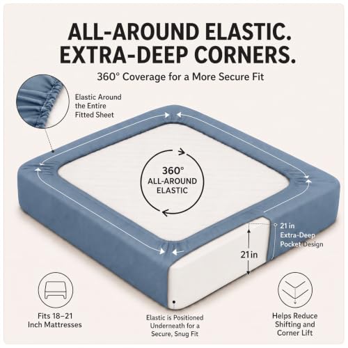 Image of CozyLux 6-Piece Queen Sheet Set, Fits 18-21 Inch Mattresses, Oeko-TEX