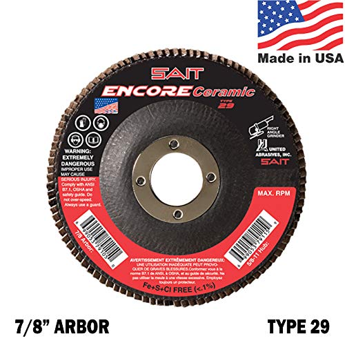 United Abrasives SAIT Encore Ceramic Grain Type 29 Flap Discs 4-1/2 inch - 40 Grit Qty 5