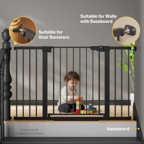Cumbor 29.7-51.5 in Extra Wide Baby Gate for Stairs, Dog Gate Indoor Black | Mom's Choice Awards Winner, Auto Close with Double Lock for Doorways, Child Gate for Toddlers & Pets, Pressure Mounted - Image 7