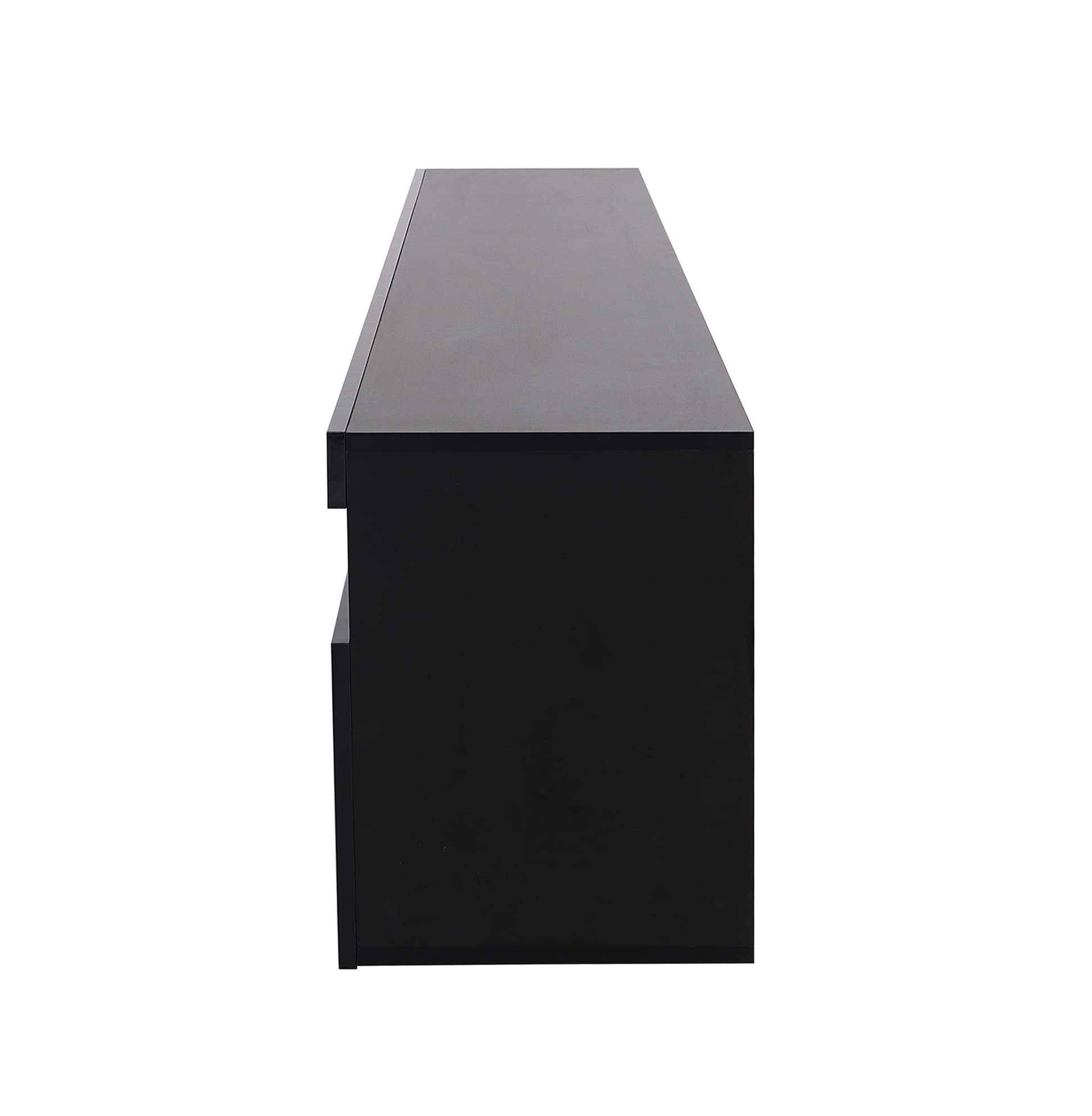 Mobile TV Moderno Con Luci LED Variabili E Antine In Vetro - 180x35x45 Cm, MDF, Nero, Portata 30kg