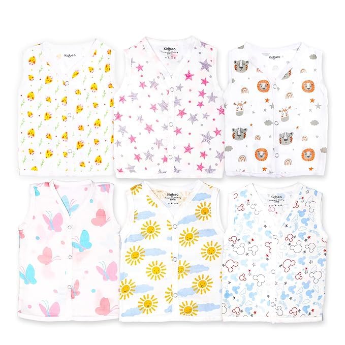 Image of 100% Cotton Muslin Button Jabla | White Jhabla | for Boys & Girls | Summerwear Jabala | Sleeveless Vest | Baby Products
