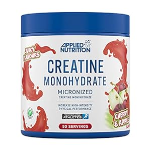 Applied Nutrition Creatine Flavoured – Creatine Monohydrate Micronized Powder with Flavour, Increases High-Intensity Physical Performance (250g – 50 Servings) (Cherry & Apple)
