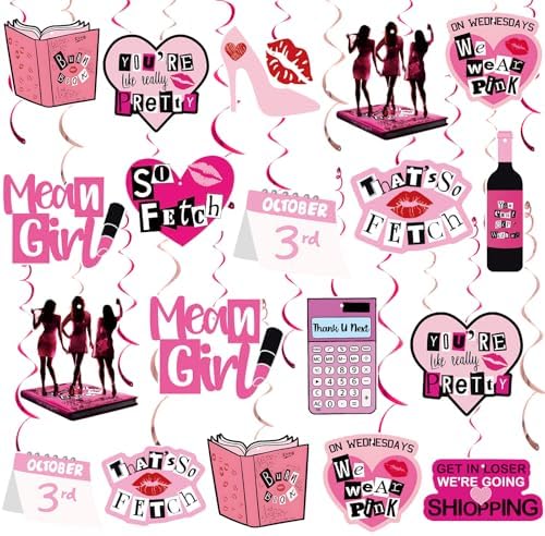 Popular Girl Birthday Party Set Pink High School Queen Theme Burn Book Popular Girl Birthday Decorations Pink Party Decorations Hot Pink Girls Hanging Princess Party Decorations image 5