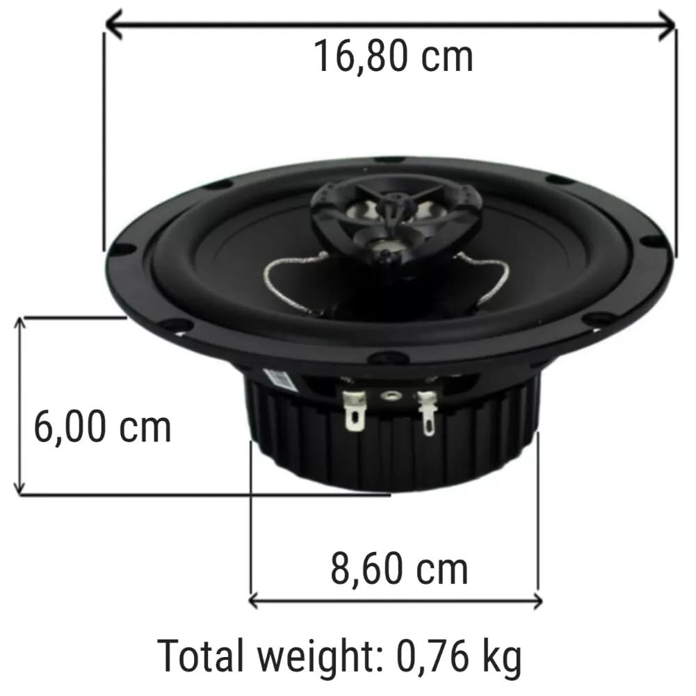 Kit Set para Renegade RX62 2 Altavoces coaxiales de 2 vías, 6,5" 16,5 cm 165 mm, 100 vatios rms 200 vatios máx, 4 Ohm, 90 db spl, para Coches, un par + Rejillas Gratis