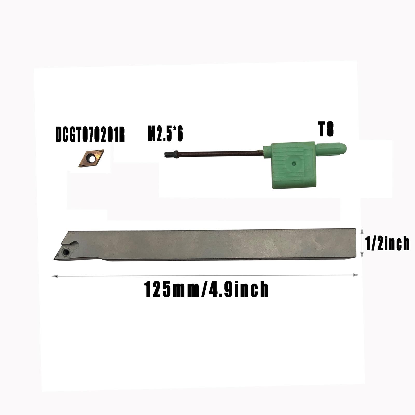 Juego de 12 brocas de metal para herramientas giratorias DCGT070201 con portaherramientas de 1/2 vástago y puntas de acero inoxidable pulido.