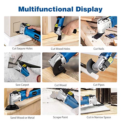 LUXTER Oscillating Tool, 2.5-Amp Multi Tools with 3°Oscillation Angle, 6 Variable Speeds,Auxiliary Handle, 35 pcs Saw and other Accessories
