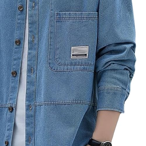 Chaqueta jean para hombre manga larga talla 4XL azul miniatura 4