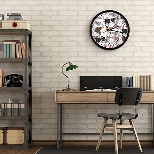 Pendule murale chat cartoon moderne et silencieuse de 25.4cm