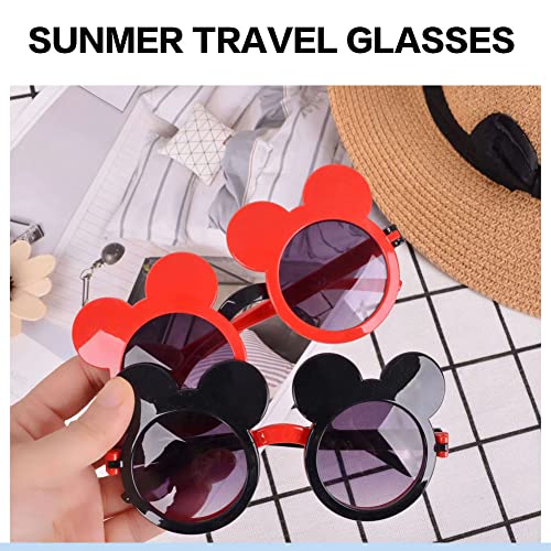 Toddlers Sunglasses Bulk, 2 Pack Boys Sunglasses for Summer Beach Pool Birthday Makeup Party Stuffers (Black Mouse)2