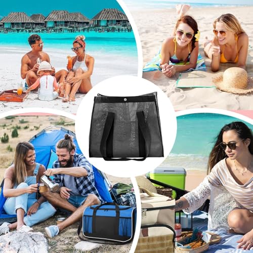 Mesh Beach Bag, Large Mesh Reusable Tote, Breathable Quick-Dry Design, Foldable and Lightweight, Ideal for Vacation, Camping,4