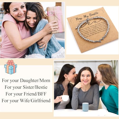 Waves Friendship Bracelets for Bestie - Friendship Gift for Best Friend, Sliver Matching Bracelets for Bff, Forever Love, Friendship Jewelry for Christmas, Birthday, Graduation and Moving2