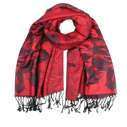 Women's Pashmina Shawls and Wraps Reversible Floral Flower Rave Scarf2