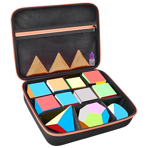 Speed Cube Storage Case Bag Holds 12+ Different Types Cube Retro Brain Teaser Fidget Toy. Carrying Holder with Mesh Pocket Fits for Cube Stand/Tutorial (Box Only)