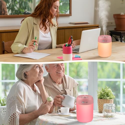 Image of Portable Small Humidifier, 650ml Plant Humidifier, Deep Pink