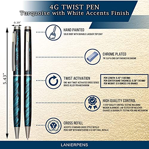 Image of Lanier 4G Ballpoint Pen - Shiny Chrome Ring & Parts with Medium Tip 0.7mm Cross Style Refill (with Accents - White or Black or Purple or Pink)