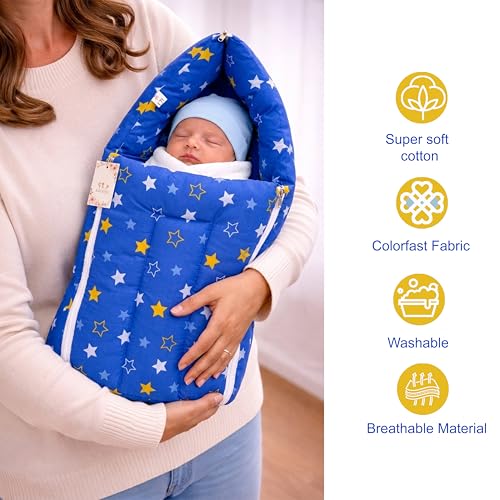 Image of Infantbond 56 in 1 Baby Products All New Born Combo | Gift Set | Baby Essentials | Hospital Kit | Baby Clothes | Maternity Essentials | Infant Essentials | Baby Shower | Complete Daily Items Combo(0-6 Months) (Star) (Blue Bedding Set for Baby Boy)(Assorted for remanining)