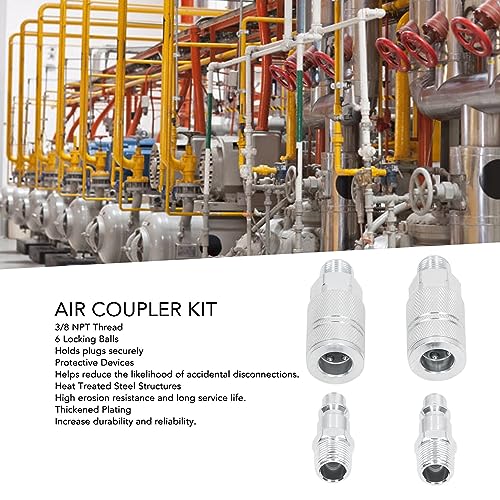Air Hose Fittings, 2 External Connection and 2 External Plug 3/8 Inch NPT Industrial Air Compressor Quick Connect Fittings - Image 2