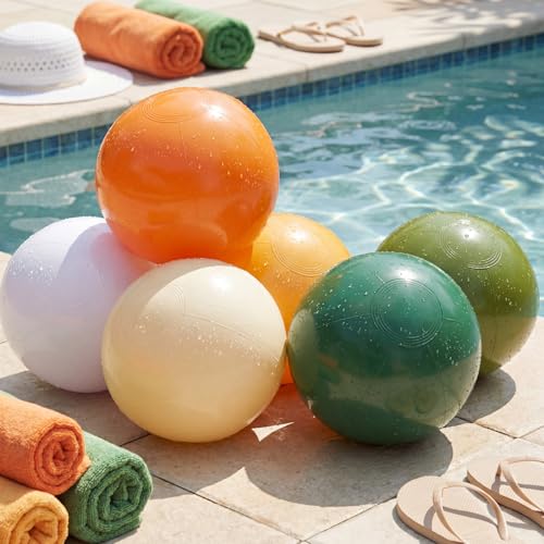 Realspring 24 Pcs Inflatable Beach Balls for Kids Bulk Pastel Solid Color Jumbo Beach Ball Swim Pool Floating Toys Baby Shower Birthday Summer Party Decor(Mainly Green, Yellow, Brown, White,12.5 Inch) - image 2