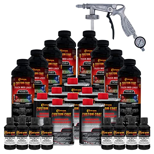 Image of Custom Coat Black Metallic 2 Gallon Spray-On Bed Liner Kit Gun & Regulator