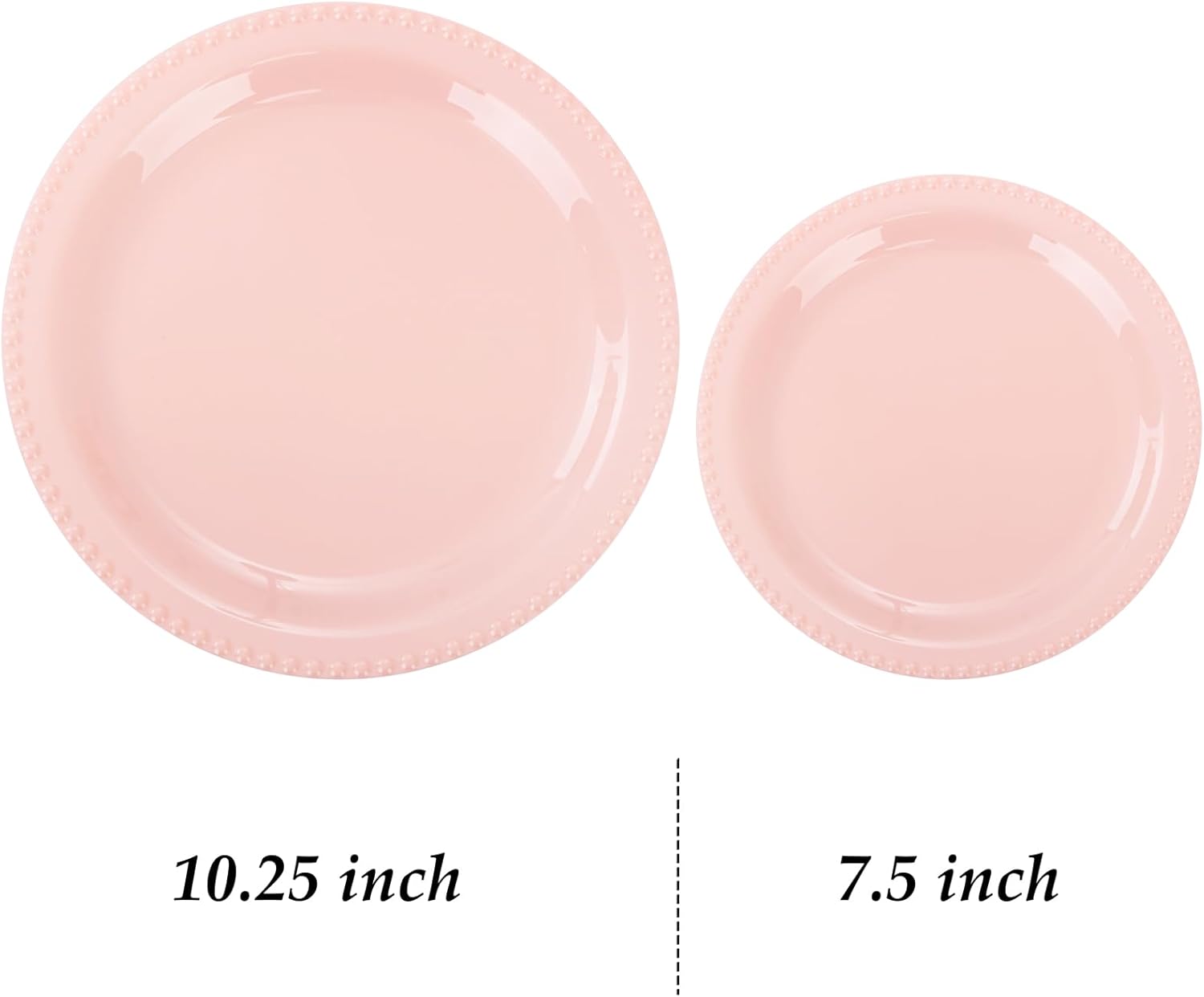 WELLIFE 60PCS Pink Plastic Plates,Include 30 PCS 10.25 inch and 30 PCS 7.5 inch Plates Disposable Heavy Duty, Pink Party Supplies