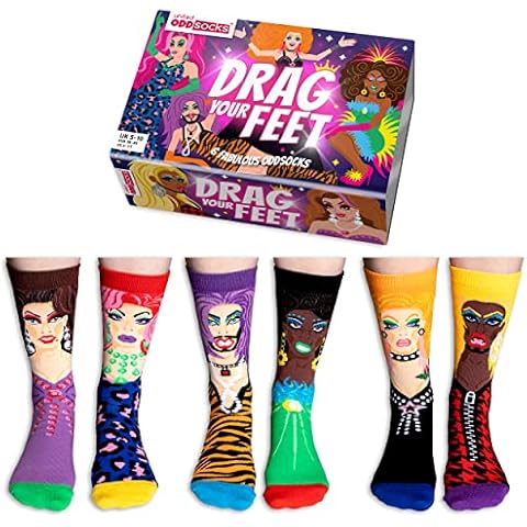 Drag Your Feet - United Oddsocks - Box of 6 Unisex Odd Socks - UK 5-10, EUR 38-44 Cover