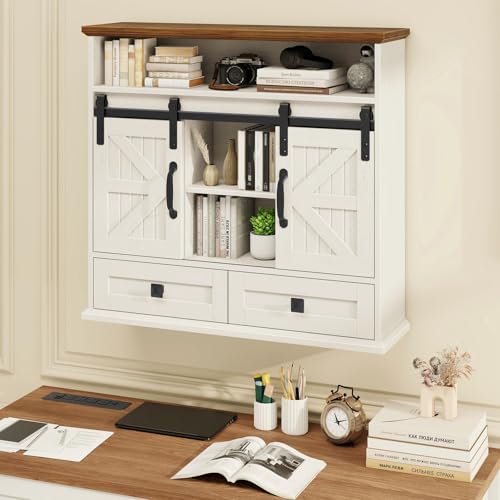 Image of Vabches Bathroom Wall Cabinet, Farmhouse Medicine Cabinet with Sliding Door