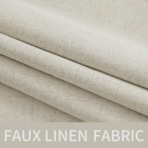 Image of MIULEE Linen Texture Curtains for Bedroom Light Cream 100% Blackout Thermal Insulated Linen Curtains Grommet Room Darkening Draperies for Living Room 52x96 Inch (2 Panels)