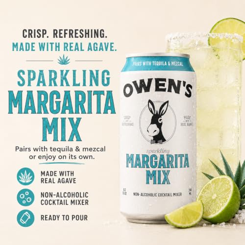 Image of Owen's Premium Non-Alcoholic Sparkling Cocktail and Mocktail Mixer, Drink Mixer for Cocktails, Mocktails, and Party Beverage, 24 Pack of 8.2 fl oz Cans (Margarita Mix)