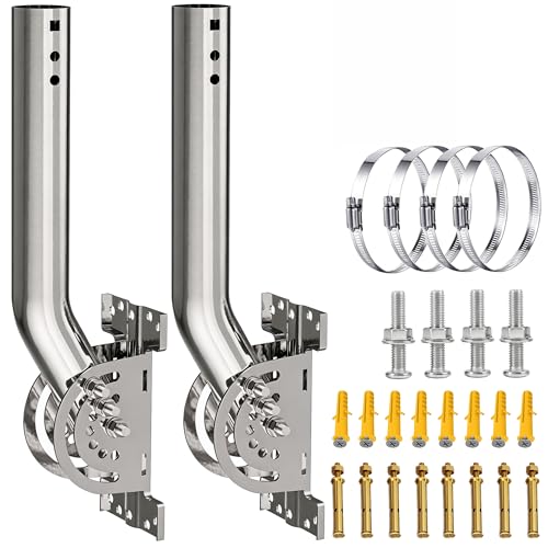 Image of 430 Stainless Steel Heavy Duty Antenna Mount, 2-Pack 13 in Three-Screw Locking Pivot J-Pole for Wall, Eave or Roof, 1.38 in OD, for Outdoor Point to Point AP Access Point CPE WiFi Extender Repeater