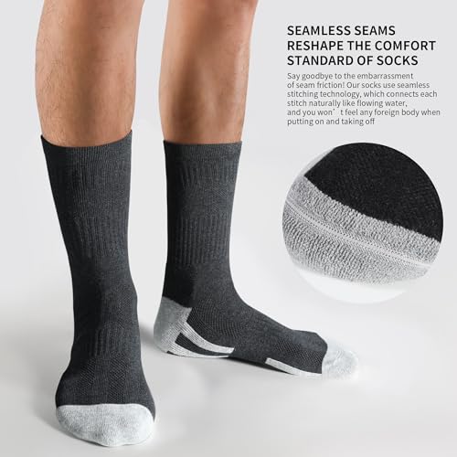 YORJOSOX Herren Sportsocken Gepolsterte Wandersocken Trekking - Baumwolle Atmungsaktive Laufsocke & Arbeitssocken für Herren Socken (DE/NL/SE/PL, Numerisch, 43, 46, Regular, Regular, Schwarz 3 Paar)