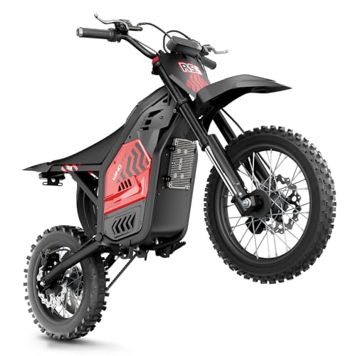 Windone RS5 Dirt Bike for Teens & Adults (13+), Up to 37 MPH, 45 Miles Range, 2200W Peak Motor, 14'/12' Off-Road Tires, Hydraulic Suspension, 3-Speed Modes Motorcycle (Black)