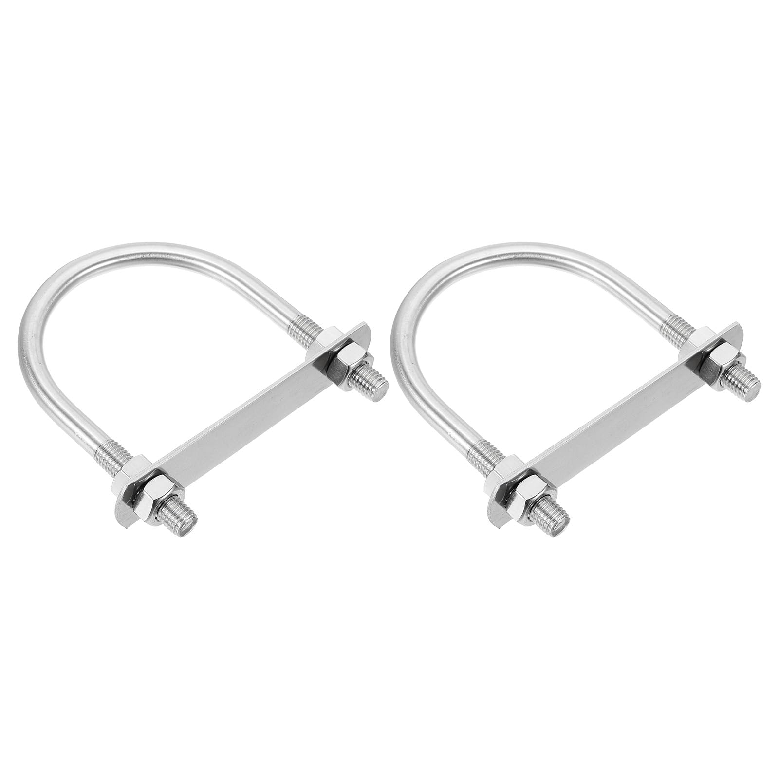 sourcing map M10 U-Bolts, 2 Sets 76mm(2.99") Inner Width 112mm Length 304 Stainless Steel Round Bend U Clamp with Nuts and Plates for Ski Boat, Fishing Boat