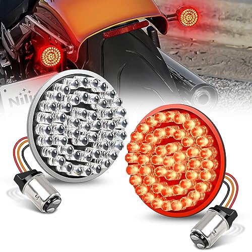 Image of Nilight LED Turn Signal Rear Brake Running Lights 1157 Double Contacts Plug and Play for Harley Davidson Dyna Sportster Touring Street Glide Road King Iron 883