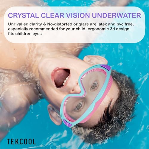 Image of TEKCOOL Swimming Goggles for Kids Big Frame Leakproof Swimming Goggles for Children Kids Swim Goggles with Anti Fog and UV Protection for Boys Girls for Age 2-16 (Pink)'