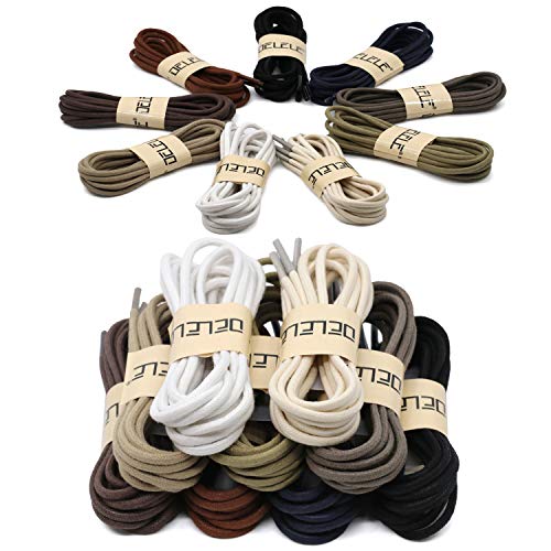Image of DELELE 2 Pair Super Cotton Round Waxed Shoelaces 1 /8 inchThick Shoe String Boot Laces for Dress Shoes