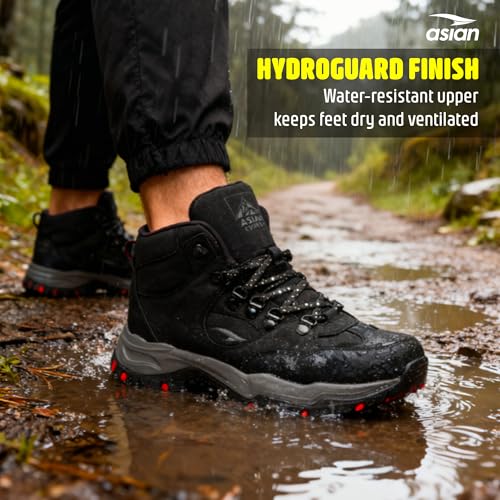 Image of ASIAN Everest-25 Men's Trekking Shoes | High-Neck Hiking Boots | Water-Repellent Suede Synthetic | High Grip Sole | EVA Midsole Cushioning Comfort