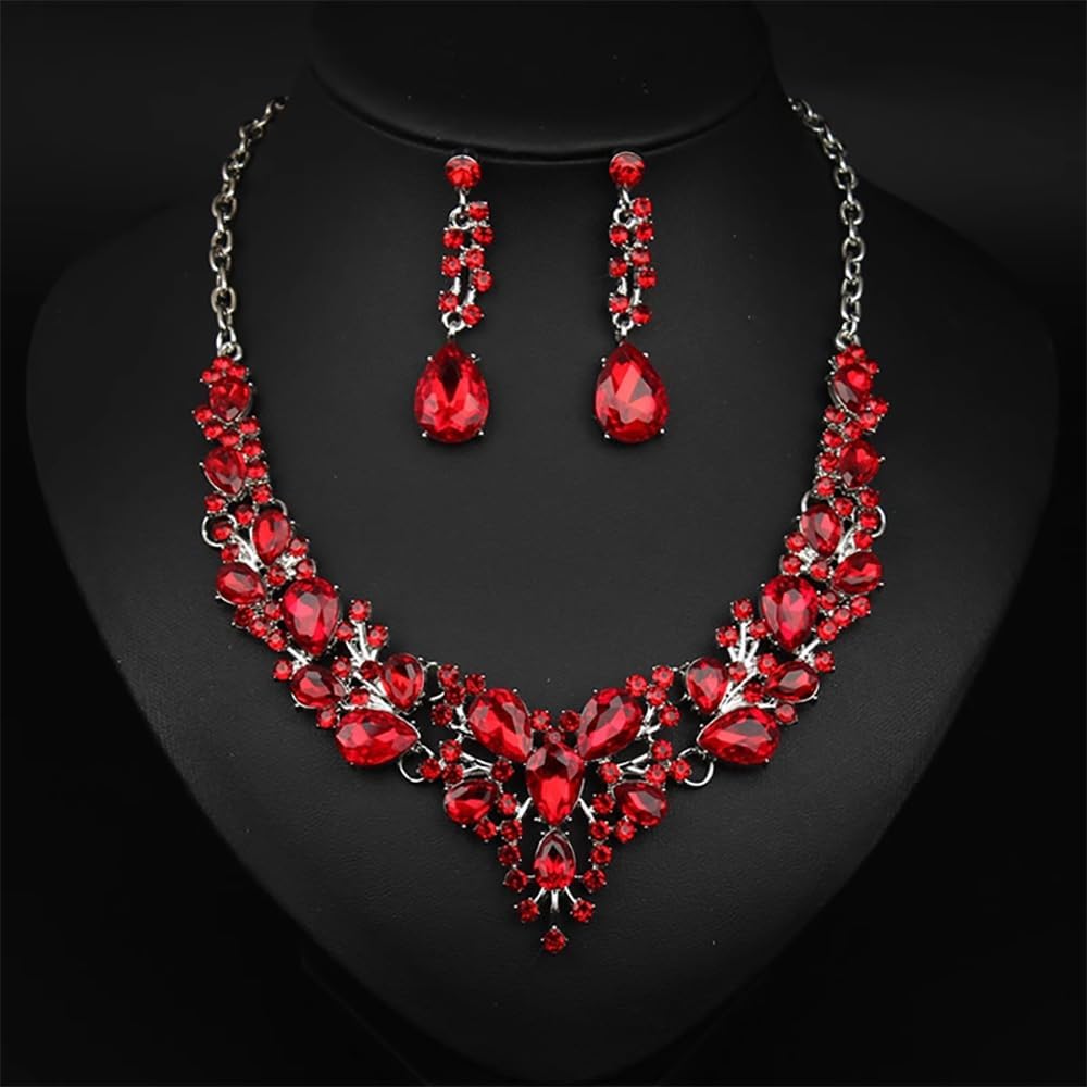 Crystal Bridal Jewelry Set, Floral Statement Necklace, Earrings, Bracelet, Wedding Accessories - Image 5