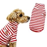 Turtleneck Dog Shirt Cute Doggie Embroidery Super Soft Dog Sweatshirt Stretchy Striped Puppy Pullover for Cats Small Medium Large Dogs (Red Striped, Small)