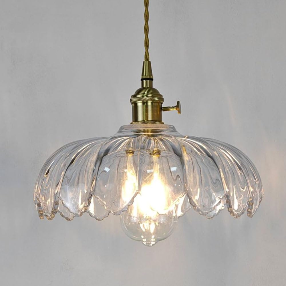 Lámpara de techo vintage japonesa colgante cristal transparente para entrada y cocina