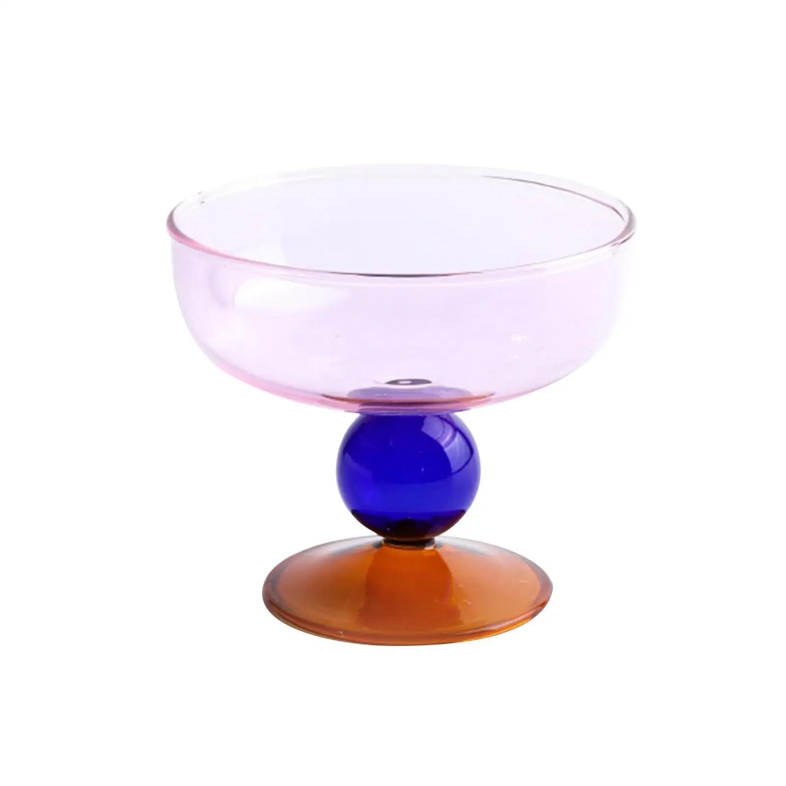 Coppe Gelato 2 pz Ciotola for Gelato in Vetro con Piedino Portatile Dado Photo Prop Ciotola for Frutta Ciotola for Gelato for Vacanze Matrimonio Picnic Cucina Prep Salse per Dessert(Pink)