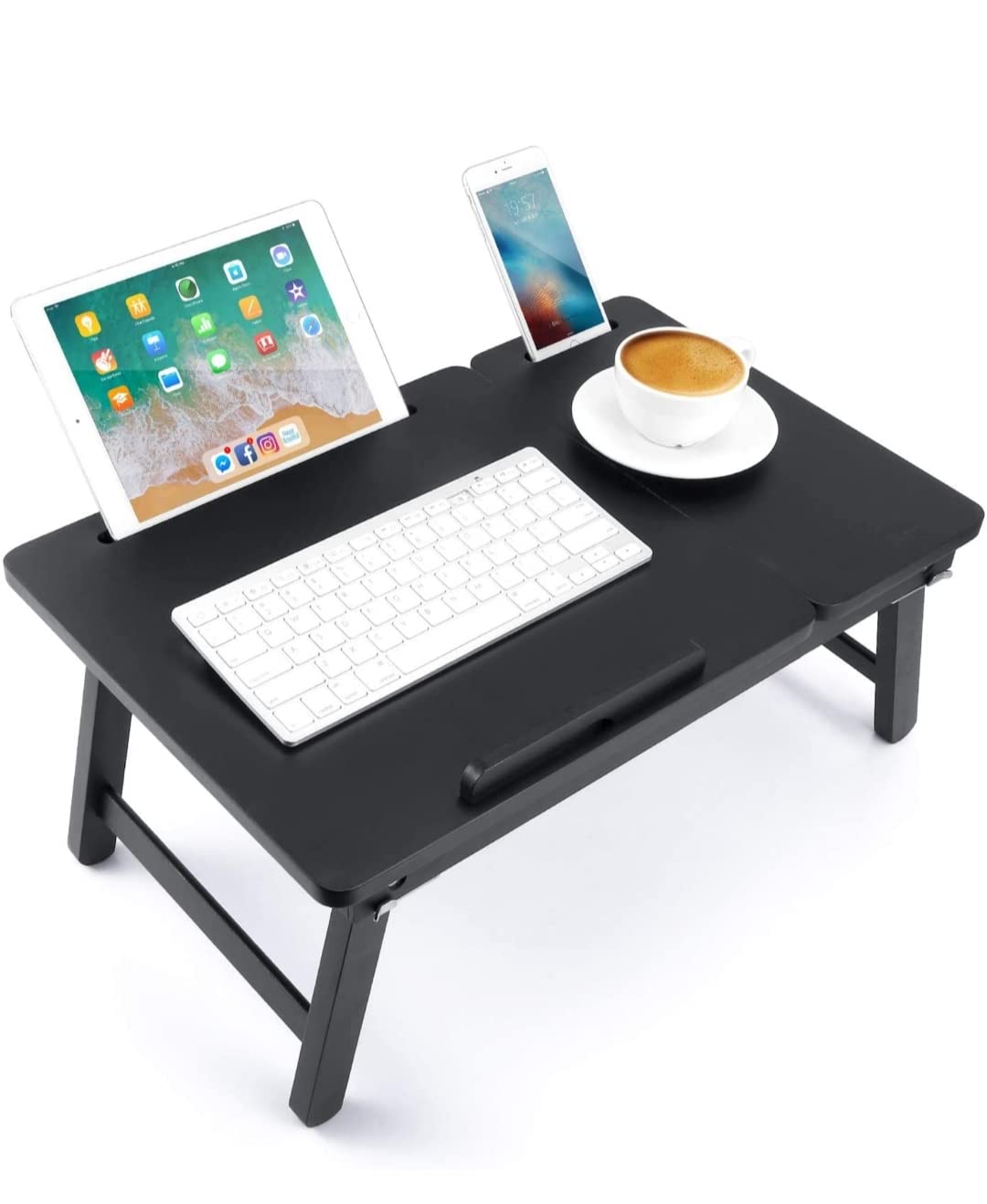 MHS DECOR Bed Tray Table Adjustable Foldable Multi-Function Portable Laptop Table/Study Table with Drawer, Study Table For Students, Portable & Lightweight Mini Table Bed Reading Table,Laptop Stands, Laptop Desk (Black) (B0C718YF2D) Amazon Price History, Amazon Price Tracker
