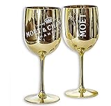 Moet Chandon Gold Glass Goblets Set of 2