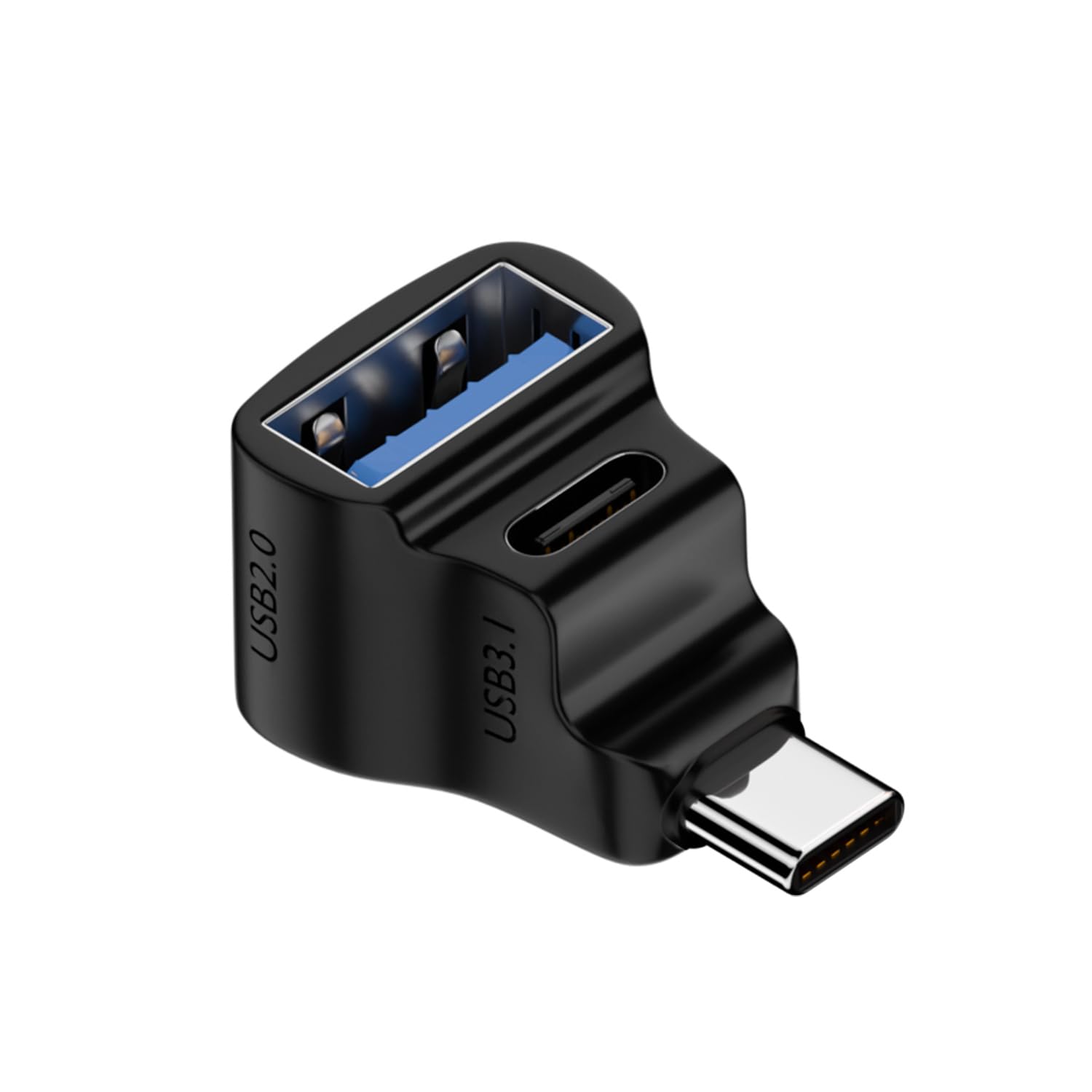 QIANRENON 90 Degree Angle USB C 3.1 Male to USB C 3.1 Female + USB 2.0 Female 1 in 2 Adapter 20Gbps 100W Charging Screen Casting For Phone Laptop Tablet Steam Deck Switch-image-15