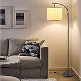 DINGLILIGHTING Iron led Floor Lamp 3000k Warm White Floor Light,Eye Protection led Reading Standing Lamp for Living Room, Bedroom, Bedside,Office, Study,Modern Pole Light with E27 Bulb, Beige