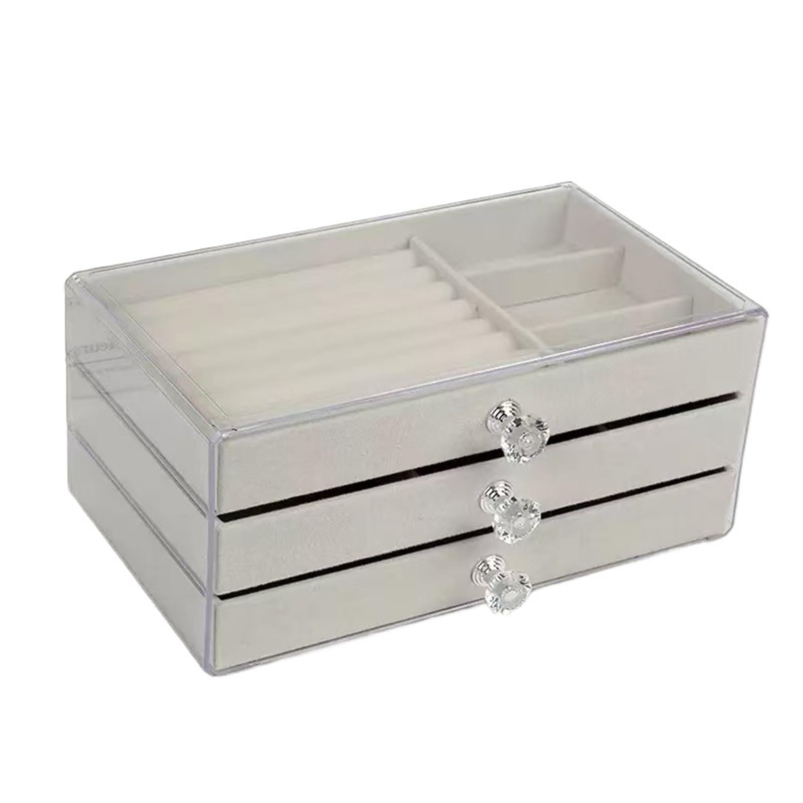 MKEMQXBEP Three Layer Clear Drawer Earrings Bracelet Jewelry Storage Box Jewelry Jewelry Box(WHITE 1PC)